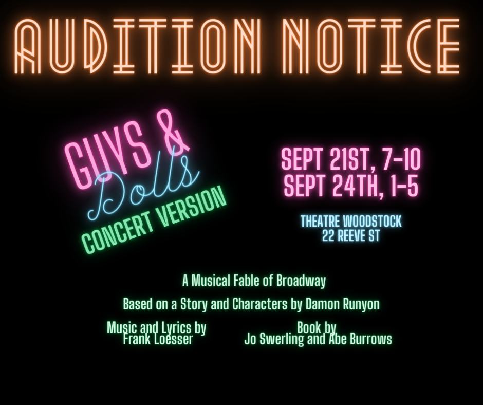 Auditions Guys and Dolls Theatre Woodstock